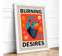 Burning Desires Retro Framed Wall Art Print A1 (84.1×59.4cm) White, Wall Decor for Living Room, Bedroom, Office & Home, Ready to Hang, Art Gift