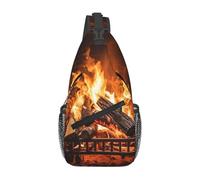 Burning Firewood Large Fireplace Sling Bag Breathable Cross Body Bag Trendy Chest Backpack For Cycling Women Camping