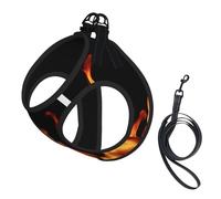 Burning Flame Print Multicolor,Pet Harness,Adjustable Reflective Dog Harness,Pet Leash Vest,L