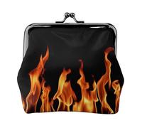 Burning Flame Print Multicolor, PU Leather Coin Purse, Small Wallets, Change Pouch with Kiss Lock Clasp Buckle, Change Purse