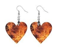 Burning Flames Novelty Women's Dangle Earrings Fashion Printed Wood Earring Drop Pendants Jewelry