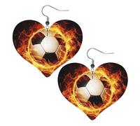 Burning football Leather Earrings for Women Heart Earring Lightweight Dangle Earrings Jewelry Gifts