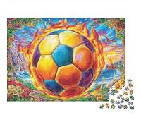Burning Football Puzzle 1000 Piece, Jigsaw Puzzle Challenge Eco-friendly Paper Puzzle for Adults & for Age 14 And Up 38x26cm/1000pcs
