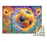 Burning Football Puzzle 1000 Piece, Jigsaw Puzzle Challenge Eco-friendly Paper Puzzle for Adults & for Age 14 And Up 38x26cm/1000pcs