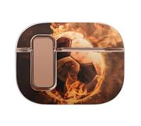 Burning Football Soccer Sport Hard Shell Case Skin Accessories Cover with Secure Lock Clip Compatible with AirPods Pro 2