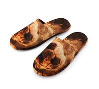 Burning Football Soccer Sport Slippers Women Winter Warm Cotton Hotel Slippers Anti-Slip Bedroom Slip-Ons Shoes 36-37_（5.5-6）