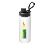 Burning Green Candle 18oz Bulk Insulated Water Bottle, Stainless Steel with Lid for Adults. Ideal for Everyday Use and Outdoor Activities