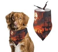 Burning Harbor Blood Moon Ship Dog Bandana Pet Scarf for Small Medium Large Dogs Triangle Bibs Photo Prop Gift