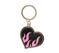 Burning Heart Keyring | Flaming Heart Y2K Keychain | Red and Black Alt Bag Charm or Zip Pull | Lightweight Statement Accessory | Bold Gift for Rebellious Souls