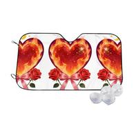 Burning Heart with Roses & Bow Print Foldable Car Windshield Sun Shade