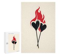 Burning Hearts Illustration Decorative Wooden Puzzle, 1000 PCS - New Year Gift, for Screen-Free Relaxation at Home