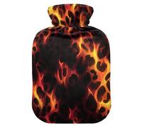 Burning Leopard Print Travel hot Water Bottle with Soft Cover, 2L Warm Compress for Arthritis, Arthritis