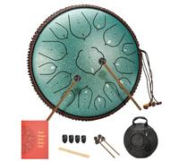 BURNING&LIN Steel Tongue Drum Tongue Drum 15 Notes 14 Inches Handpan Drum Percussion for Meditation Yoga Musical Education for Adult& Kids(Lotus Green)
