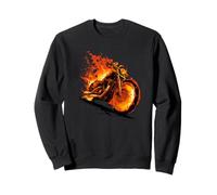 Burning Motorcycle Love with Cool Flames Graphic Sweatshirt