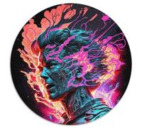 Burning Neon Human Puzzle 1000 Pieces Jigsaw 1000 Piece Round Jigsaw Puzzles for Adults Educational Toy for Teenagers, Home Office Decor (Size 67.5x67.5cm)