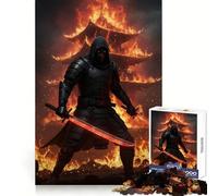 Burning Ninja with Red Swords for Adults 1000 Piece Jigsaw Puzzle Cognitive Workout Restful Escape No Rough Edges Ideal Present (38x52cm)
