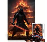 Burning Ninja with Red Swords Jigsaw Puzzles for Adults1000 Pieces Memory Training Serene Escape Flawless Cut Birthday Gift (50x75cm)