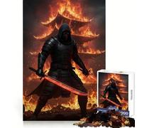 Burning Ninja with Red Swords Jigsaws 1000 Pieces for Teenagers Smart Training Peaceful Escape Flawless Cut Winter Gift (38x26cm)