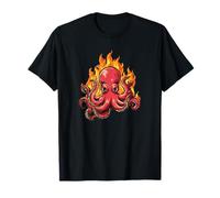 Burning Octopus with Flames Costume for Boys and Girls T-Shirt