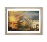 Burning of The Houses of Commons by Joseph Mallord William Turner Framed Print | A2 Oak Framed Wall Art | Ready to Hang | Modern Nature Picture | Living Room Bedroom Lounge Office