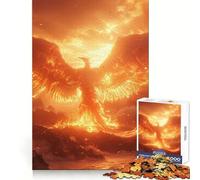 Burning Phoenix Sunfire Jigsaw Puzzles for Teenagers 1000 Smart Challenge Relaxing Pastime Fine Lock Thoughtful Xmas (50x75cm)