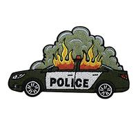 Burning Police car Iron-on Patch | Iron on Patches, Biker Punk Rocker Embroidery Patch, Anarchy ironable Patch, Badges Finally Home