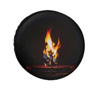 Burning Red Flames Spare Tire Cover, 34inch Oxford Wheel Protector Travel Accessories, Waterproof Dustproof Wheel Tire Covers for RV Jeep SUV Camper Truck