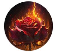 Burning Rose Jigsaw Puzzles 1000 Pieces for Adults 1000 Pieces Round Puzzle Gifts for Family And Friends, Suitable for Ages 14+ 67.5x67.5cm