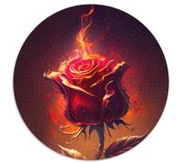Burning Rose Jigsaw Puzzles for Adults 1000 Round Jigsaw Puzzle 1000 Pieces for Family And Friends, Suitable for Ages 14+ 67.5x67.5cm