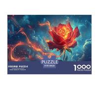 Burning Roses Jigsaw Puzzles Puzzle for Adults Kids. 1000 Pieces Great Gifts Challenge Toy Educational Games Home Decoration for Adults& Kids Age 14 Years Up 38x26cm/1000pcs