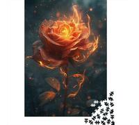 Burning Roses Jigsaw Puzzles Puzzles for Adults Kids. 1000 Pieces Enchanted Flame Impossible Challenge Toy Educational Games Home Decoration for Educational Games Gifts 1000pcs (75x50cm)