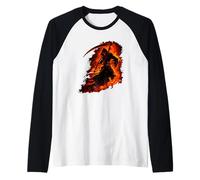Burning Skeleton Costume for Grim Reaper Flames Lovers Raglan Baseball Tee