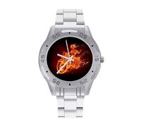 Burning Skeleton Riding A Motorcycle Men's Watches Stainless Steel Watch Strap Analog Quartz Watch Business Wristwatches