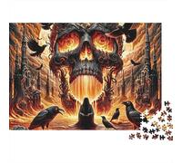 Burning Skull Forest 1000 Piece Jigsaw Puzzle Paper Puzzle for Adults Ravens Relaxing Focus Home Decor Gift 38x26cm/1000pcs