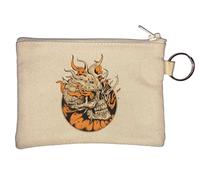 Burning Skull from Hell Graphic Key Chain Coin Purse Beige