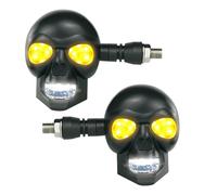 Burning Skull Light - Universal 12V Traffic Light, Waterproof Rocker Pair with Glow, Torch Set in with Gloss, Motorcycle Indicator Style, Outdoor Lighting for