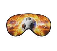 Burning Soccer Ball Sleep Mask Light Blocking Eye Cover Polyester Eye Mask with Elastic Strap Blindfold for Side Sleeper Sleeping Masks Face Hugging for Women Men Travel