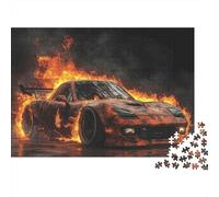Burning Sports Car 1000 Piece Jigsaw Puzzle Cognitive Development Indoor Leisure Puzzle Made in UK Premium Cardboard 38x26cm/1000pcs