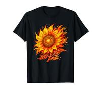 Burning Sunflower Fire Flower Summer Aesthetic T-Shirt