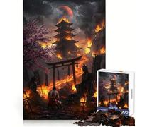 Burning Temple with Samurai Adults 1000 Piece Jigsaw Puzzle Mental Sharpness Mindful Leisure Precise Fit Fine Xmas Gift (38x52cm)