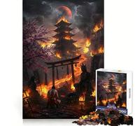 Burning Temple with Samurai Jigsaw Puzzles 1000 Pieces Clear Thinking Calm Downtime Precise Edges Chic Xmas Gift (50x75cm)