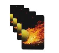 Burning Tennis Pictures Car Air Fresheners 4 Pcs Funny Hanging Car Air Fresheners Cute Long Lasting Scented Mirror Hanging Decoration Ornaments Gift For Men Women Rectangle