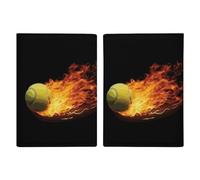 Burning Tennis Pictures Printed Passport Cover Case Passport Holder For Travel Passport Cards Protector Travel Covers Wallet Case RFID Blocking Leather Card Case for Women Men, Burning Tennis