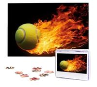 Burning Tennis Pictures Puzzles 1000 Pieces Wooden Jigsaw Puzzle Personalized Picture Puzzles Family Decoration Photo Puzzle for Adults (29.5" x 19.7")