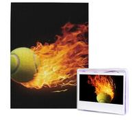 Burning Tennis Pictures Puzzles 500 Pieces Wooden Jigsaw Puzzle Personalized Picture Puzzles Modern Wall Art Family Decoration Photo Puzzle for Adults (20.4" x 15")
