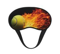 Burning Tennis Pictures Sleep Mask for Side Sleeper Eye Mask for Sleeping Light Blocking Soft Breathable Sleep Eye Mask for Women Men Adjustable Elastic Strap Travel Nap Blackout Eye Shade Cover
