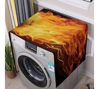 Burning Tennis Pictures Washer And Dryer Cover with Storage Pockets for The Top Load Dustproof Washing Machine Cover Flax Appliance Protector Mat Pad Home Kitchen Laundry Room Accessory 54.5x20.5 In