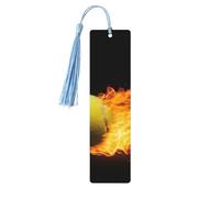 Burning Tennis Pictures Wood Bookmark for Book Lovers Birthday Teachers Gift, Handmade Craft Book Marks Ornaments with Tassel Exquisite Reading Page Markers for Men Women