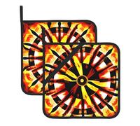 Burning Totem Set Of 2 Pot Holders, Kitchen Potholder Set, 8 X 8 Inches, &Perfect For Everyday Baking And Cooking.