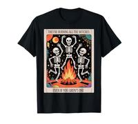 Burning Witches Skeleton Bonfire Tee - Gothic Halloween Taro T-Shirt